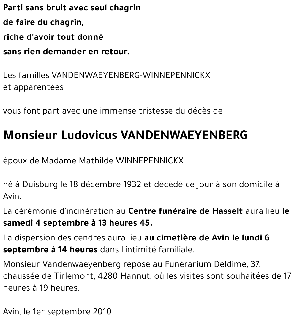 Ludovicus VANDENWAEYENBERG