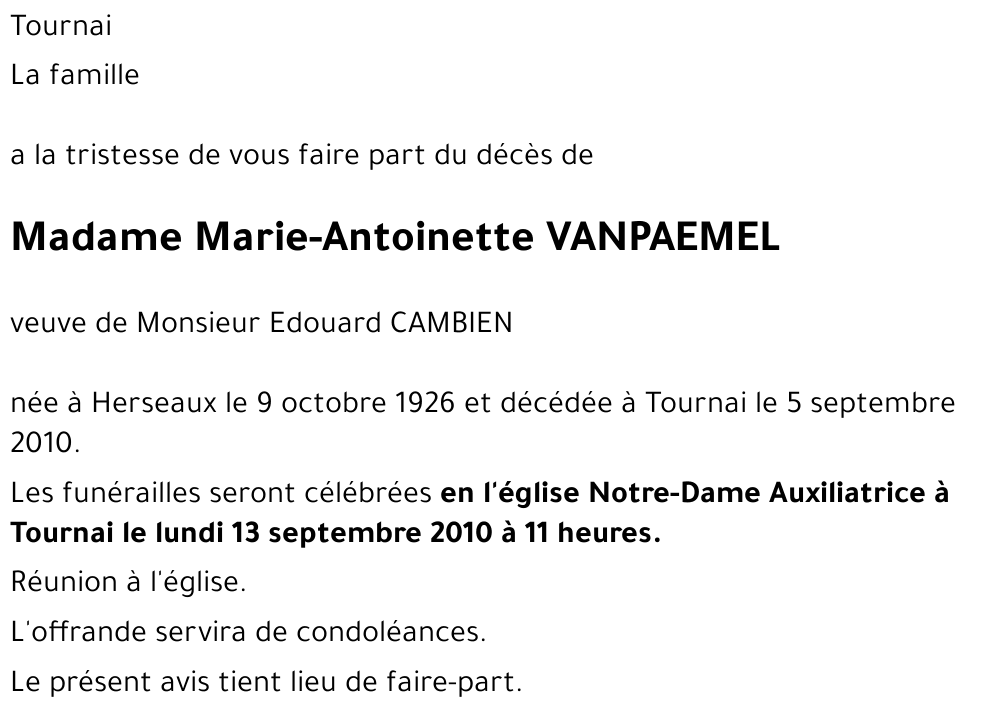 Marie-Antoinette VANPAEMEL