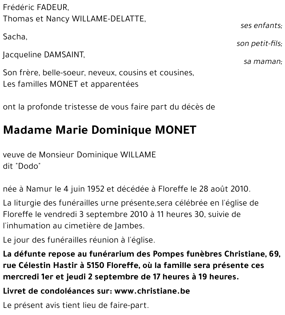 Marie Dominique MONET