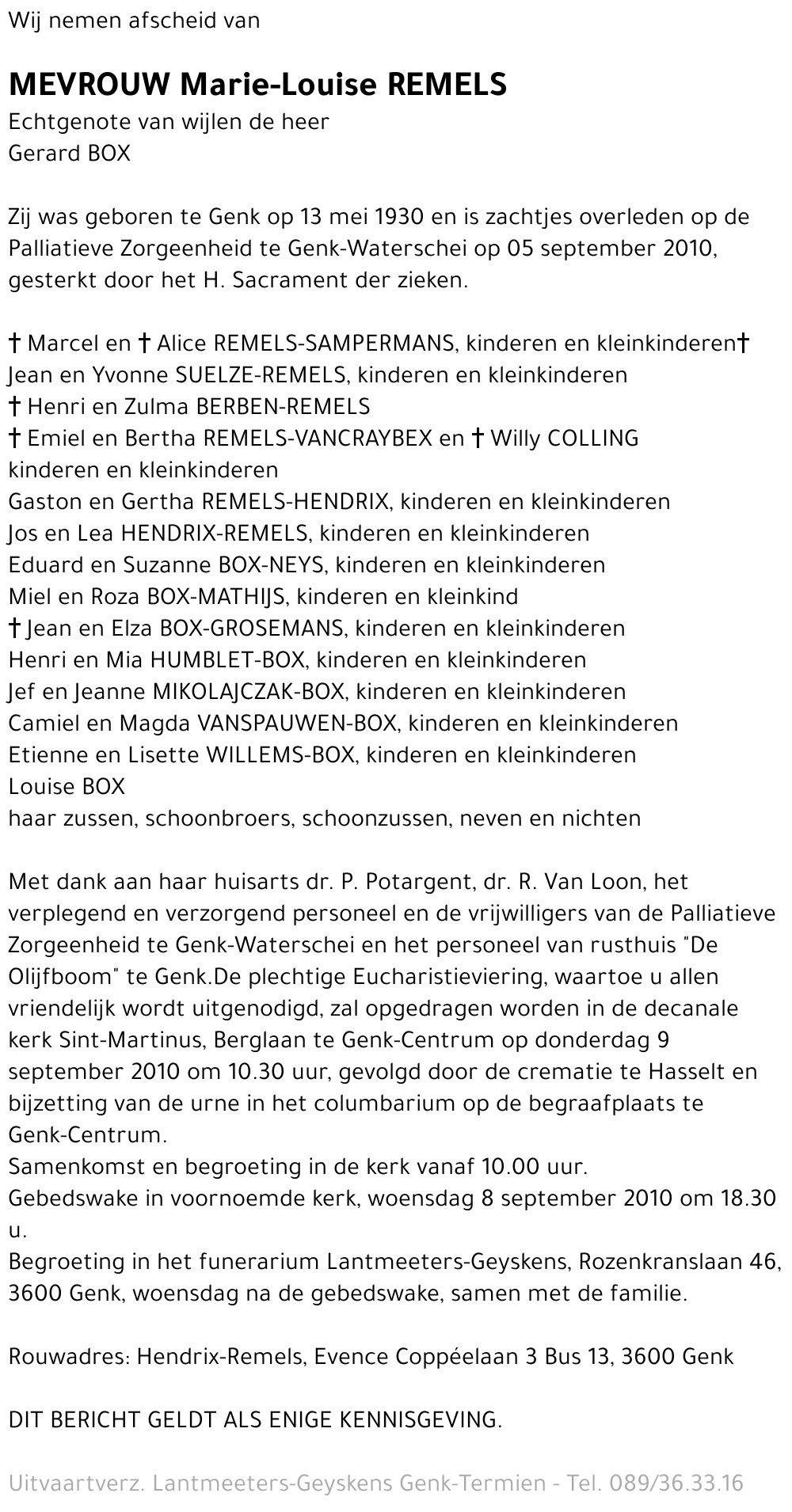 Marie- Louise REMELS