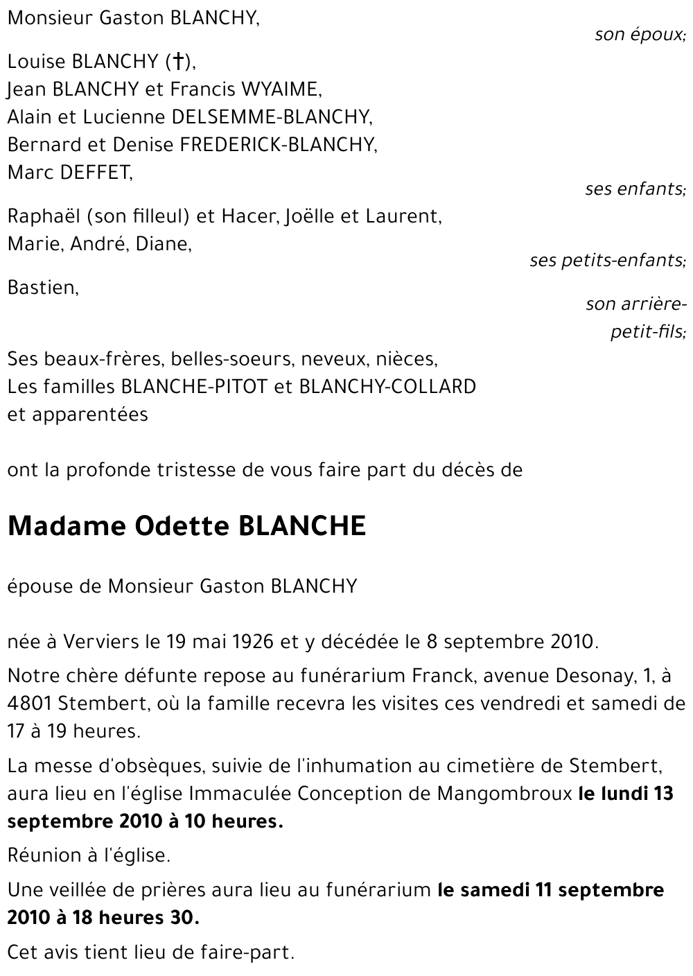 Odette BLANCHE