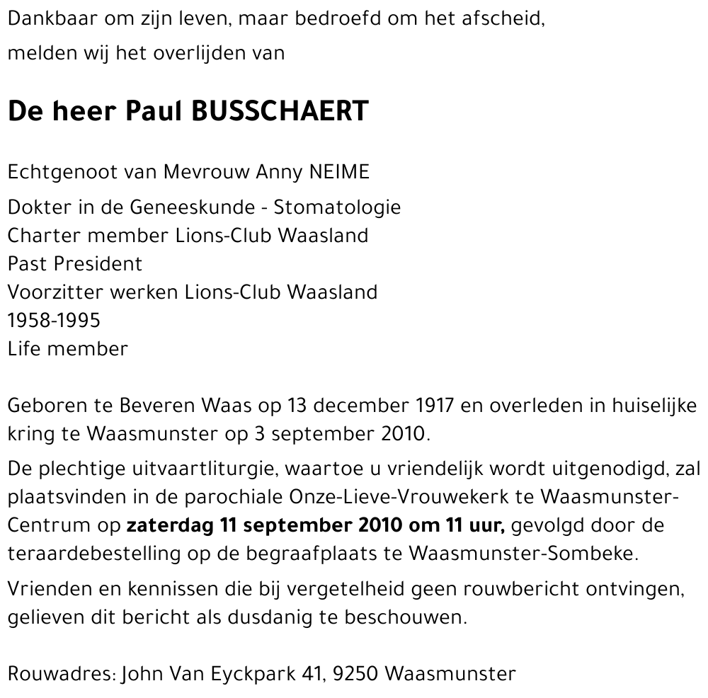 Paul BUSSCHAERT