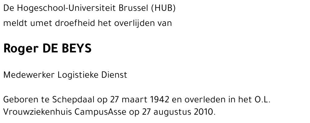Roger DE BEYS