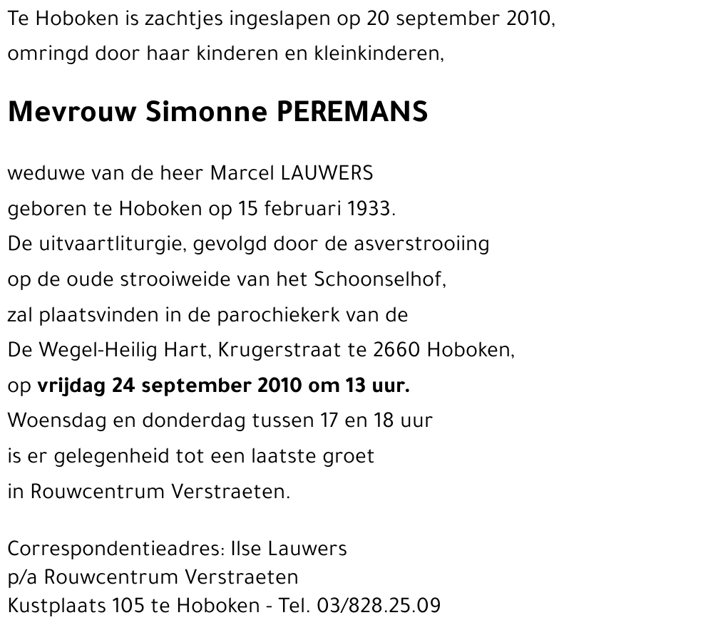 Simonne PEREMANS