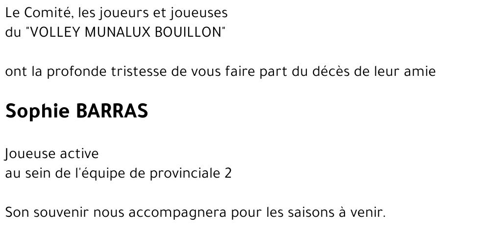 Sophie BARRAS