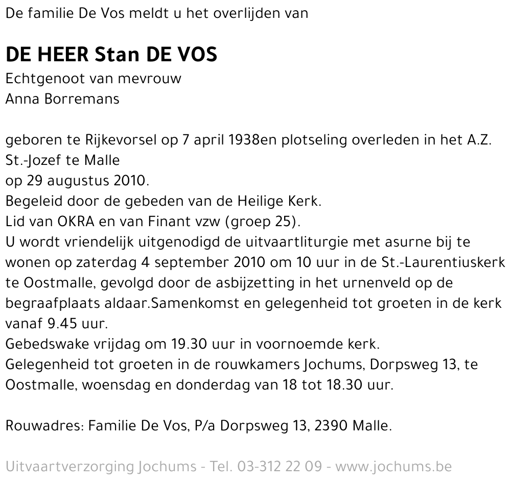 Stan De Vos