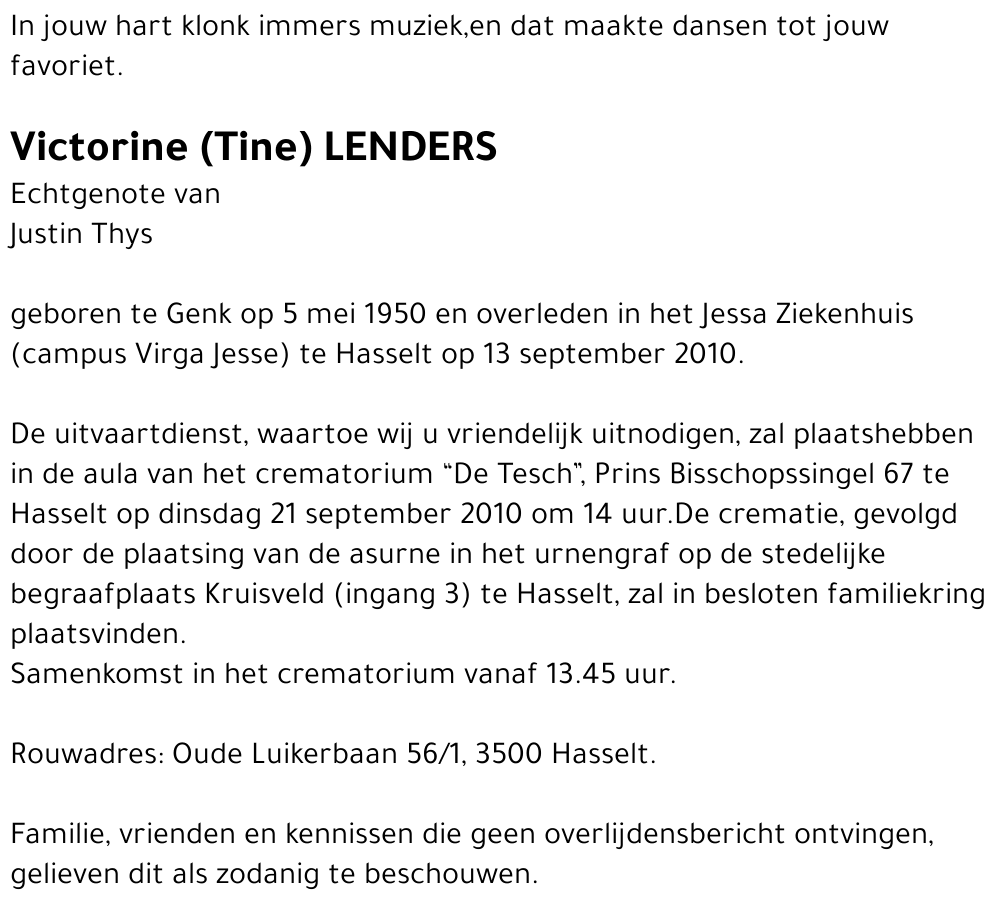 Victorine (Tine) Lenders