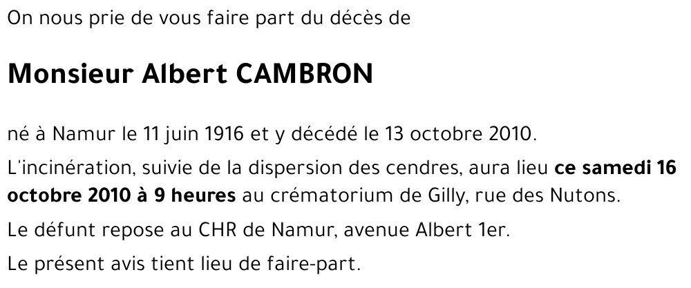 Albert CAMBRON