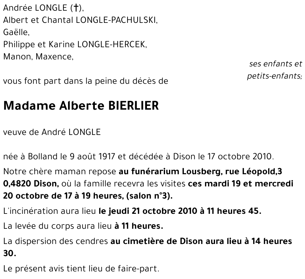 Alberte BIERLIER