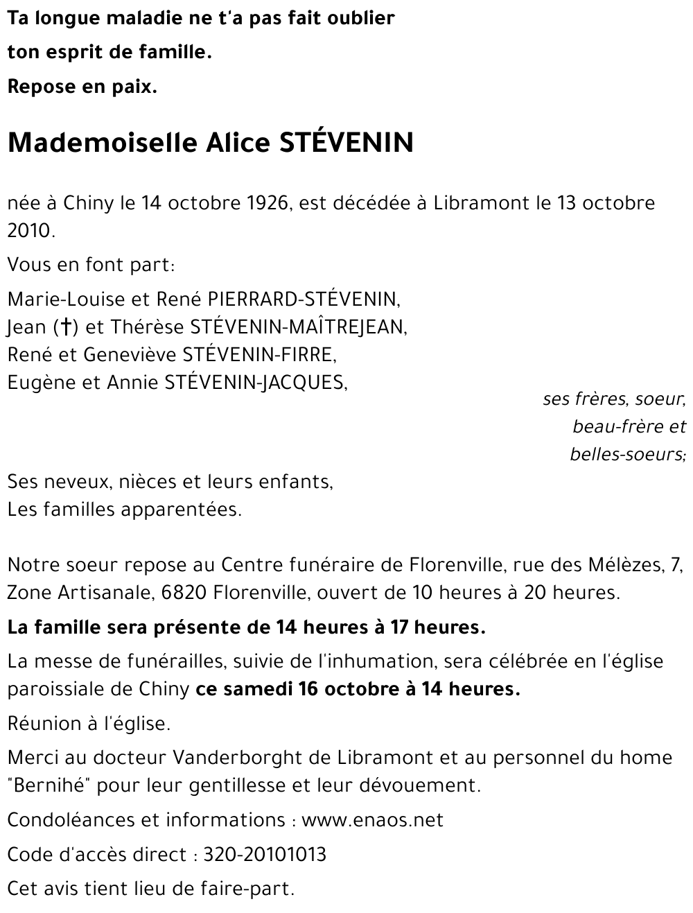 Alice STEVENIN
