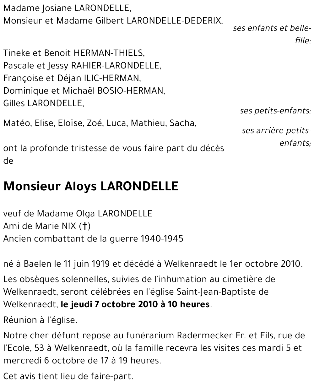 Aloys LARONDELLE