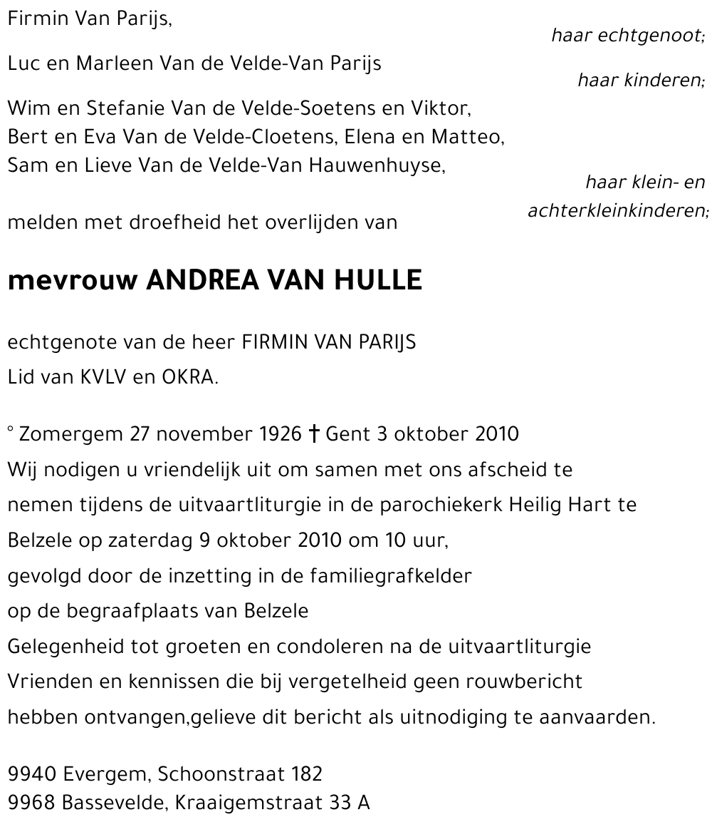Andrea VAN HULLE