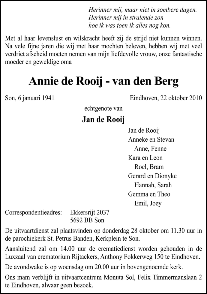 Annie de Rooij-van den Berg