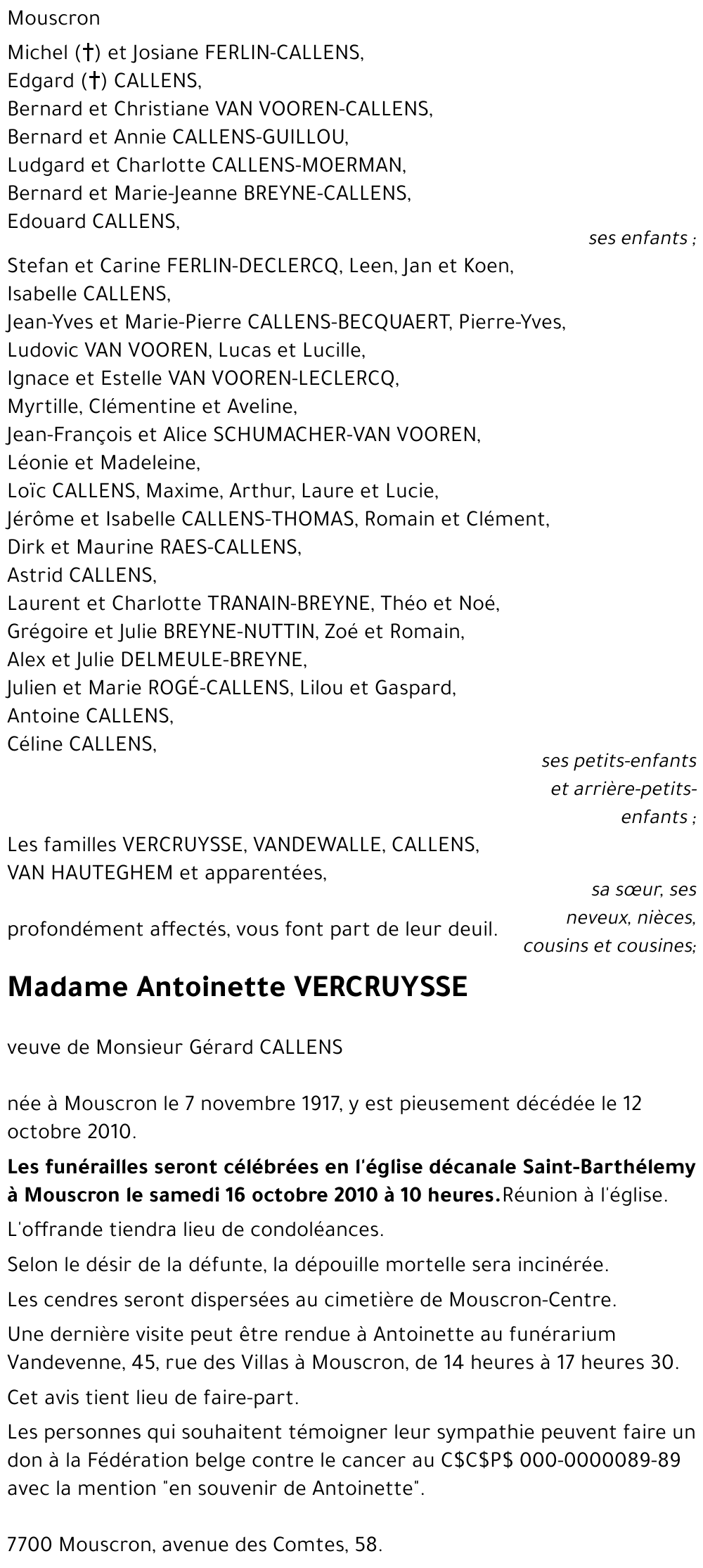 Antoinette VERCRUYSSE