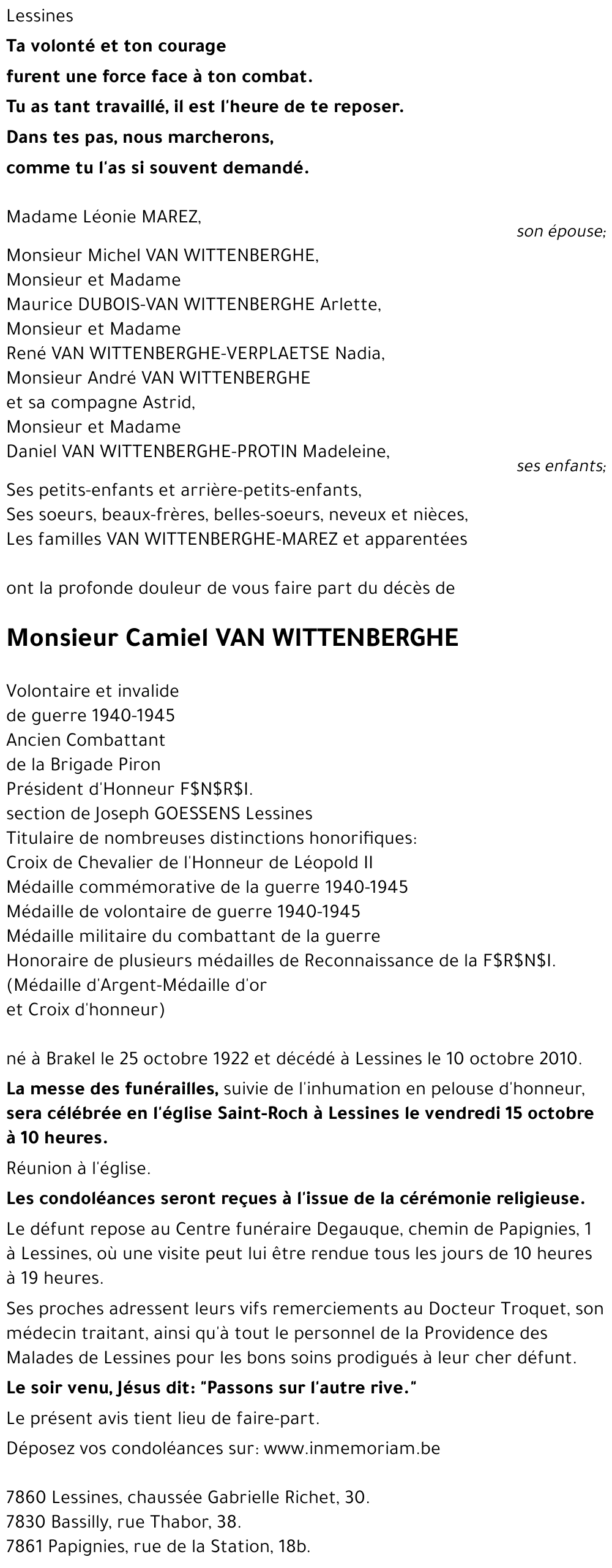 Camiel VAN WITTENBERGHE