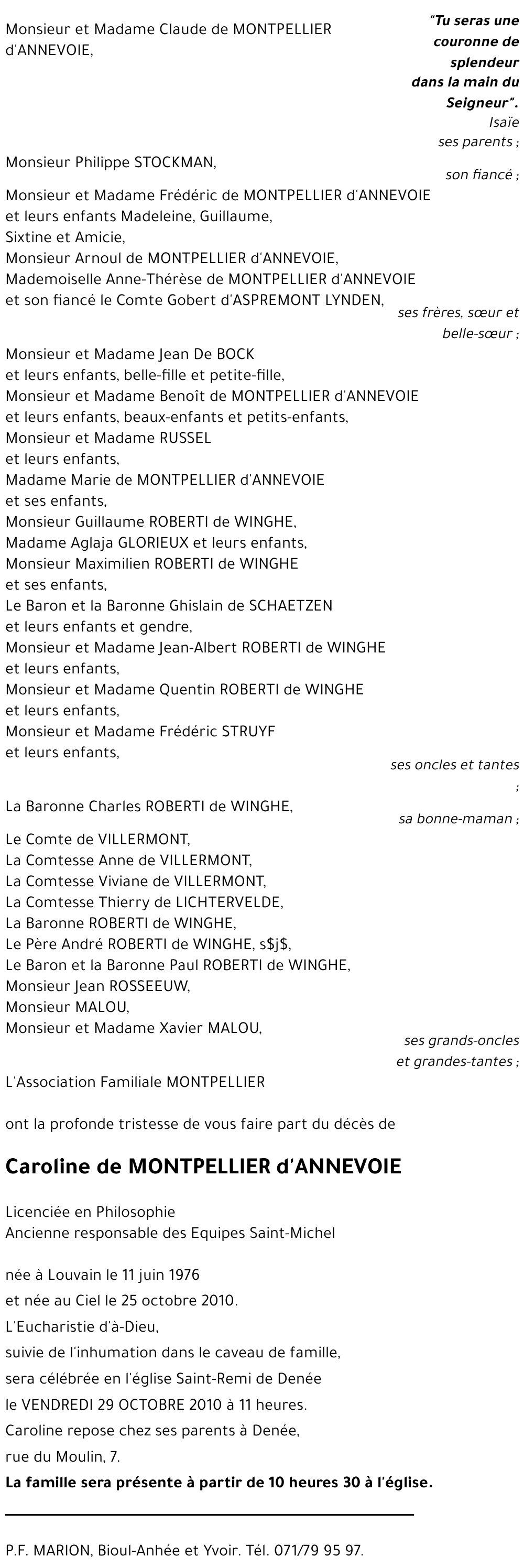 Caroline de MONTPELLIER d'ANNEVOIE