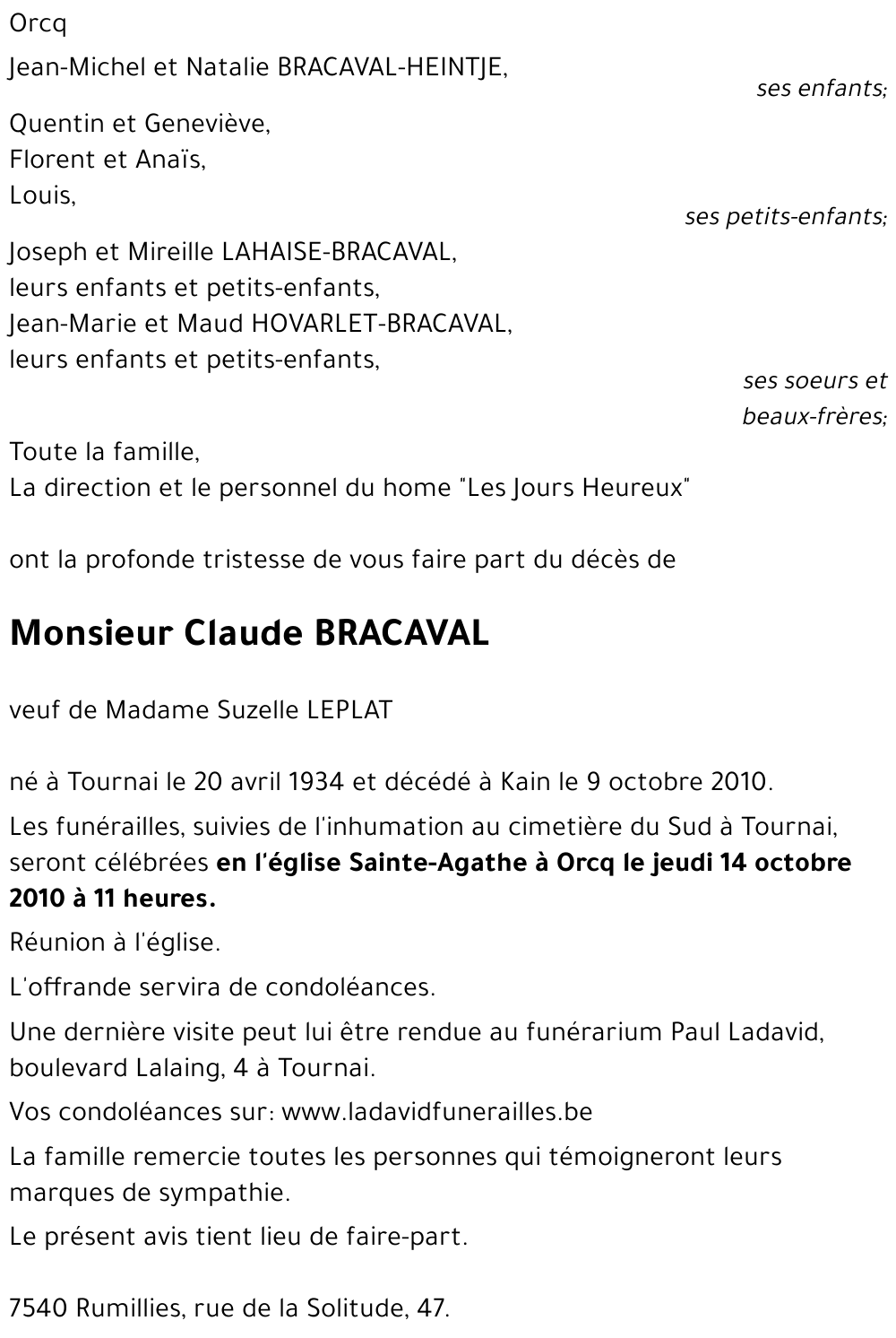 Claude BRACAVAL