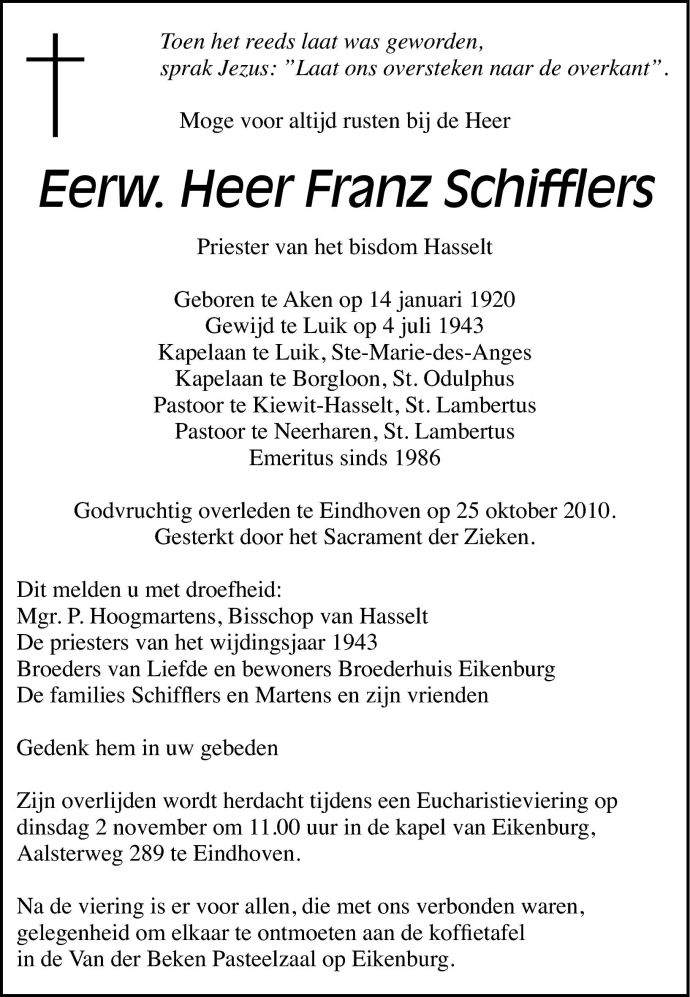 Eerwaarde Heer Frans Schifflers