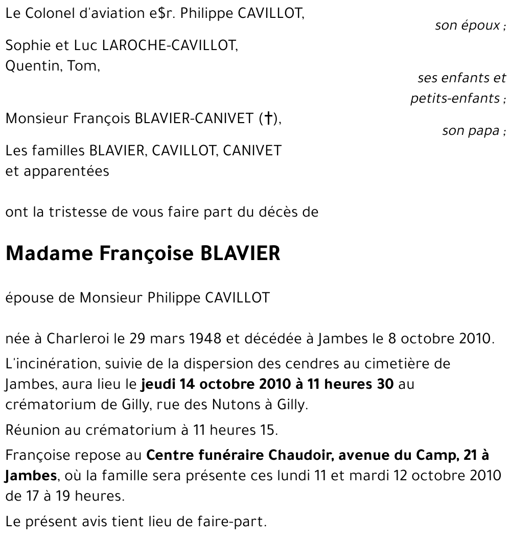 Françoise BLAVIER