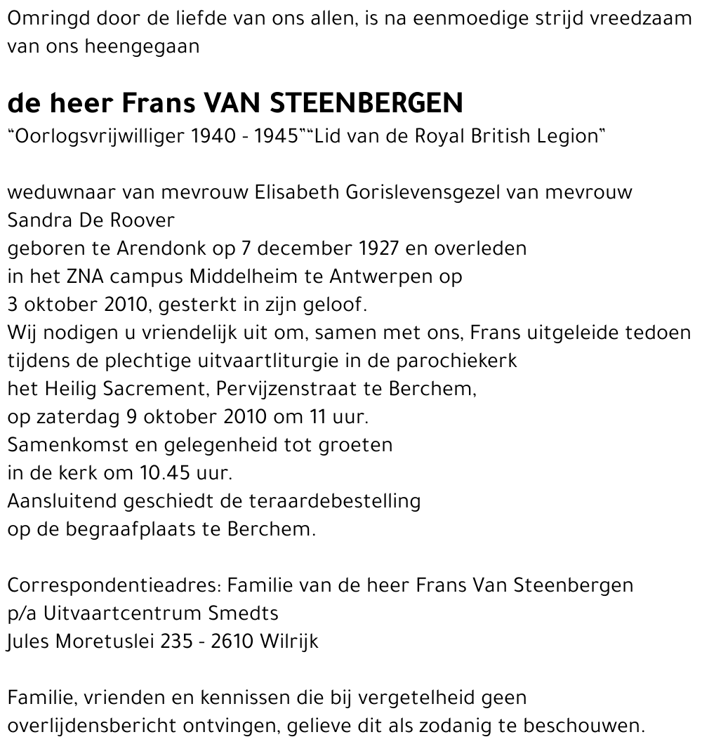 Frans Van Steenbergen