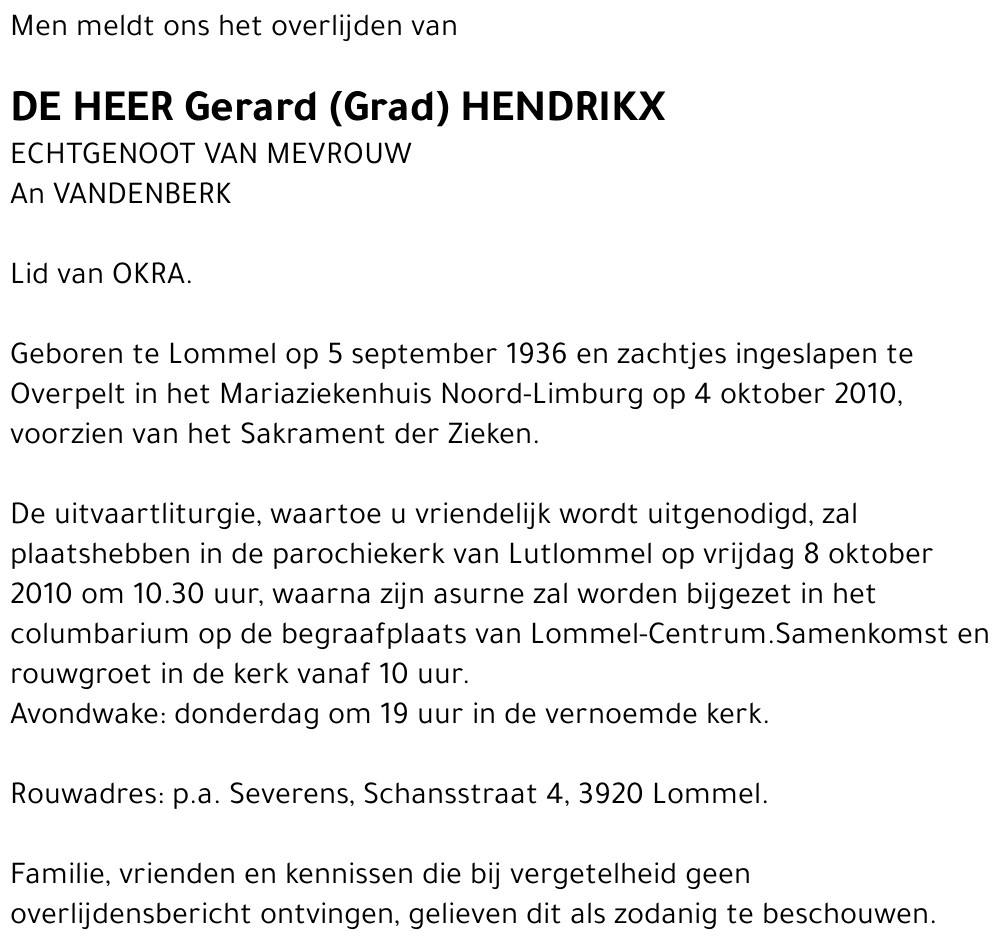 Gerard (Grad) Hendrikx