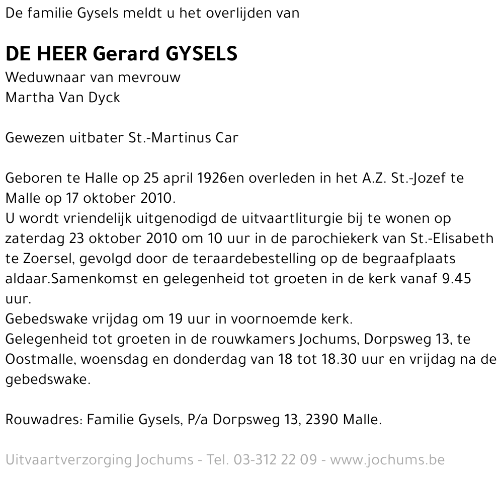 Gerard Gysels
