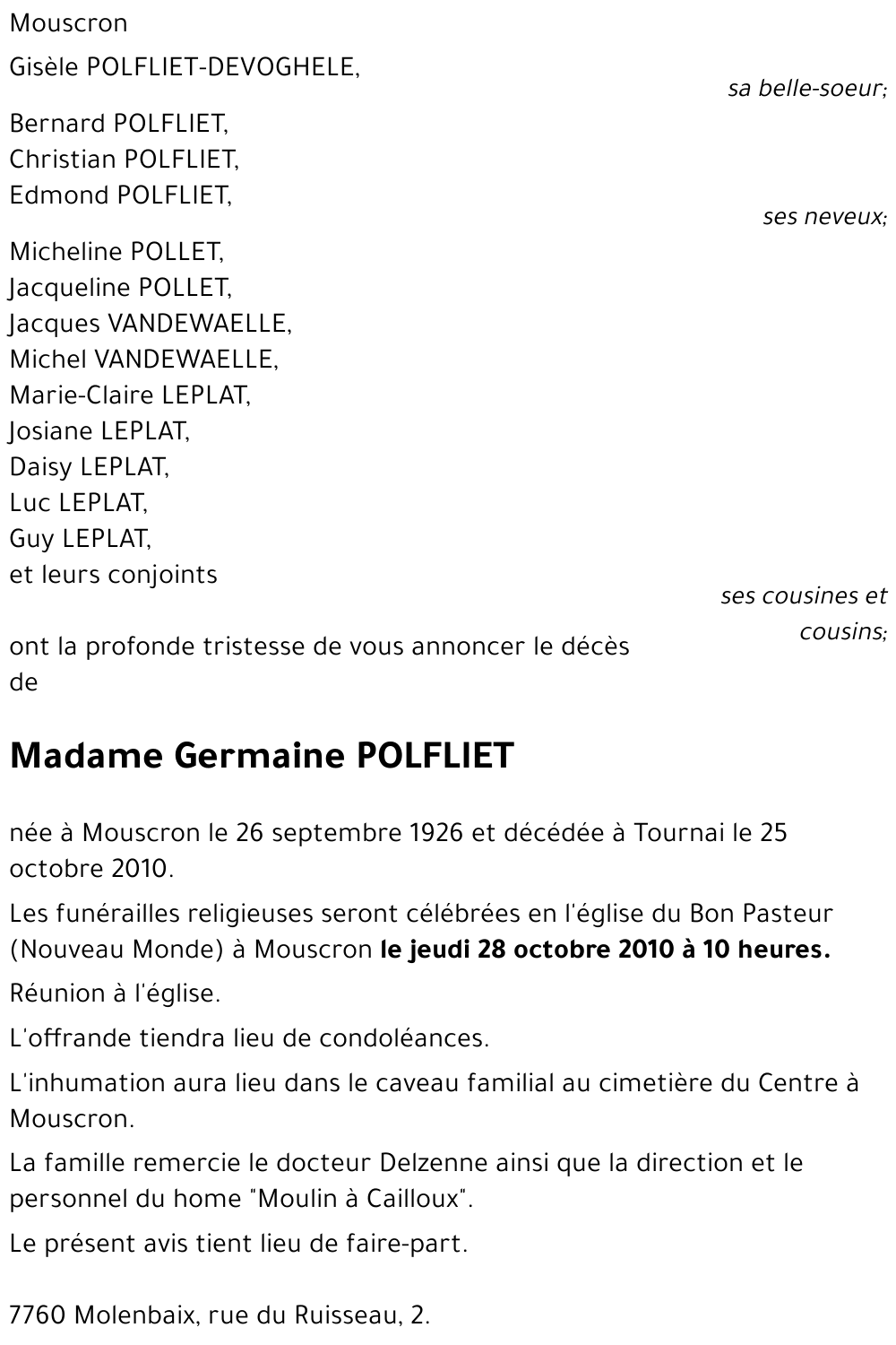 Germaine POLFLIET