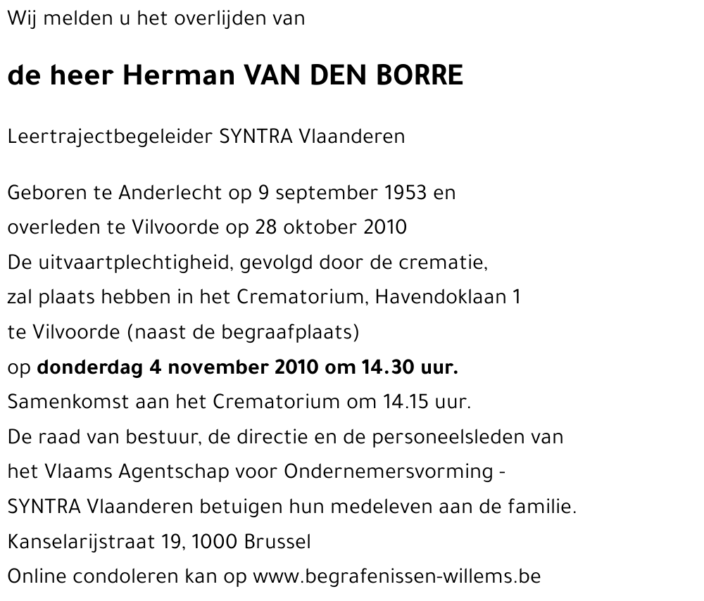 Herman VAN DEN BORRE