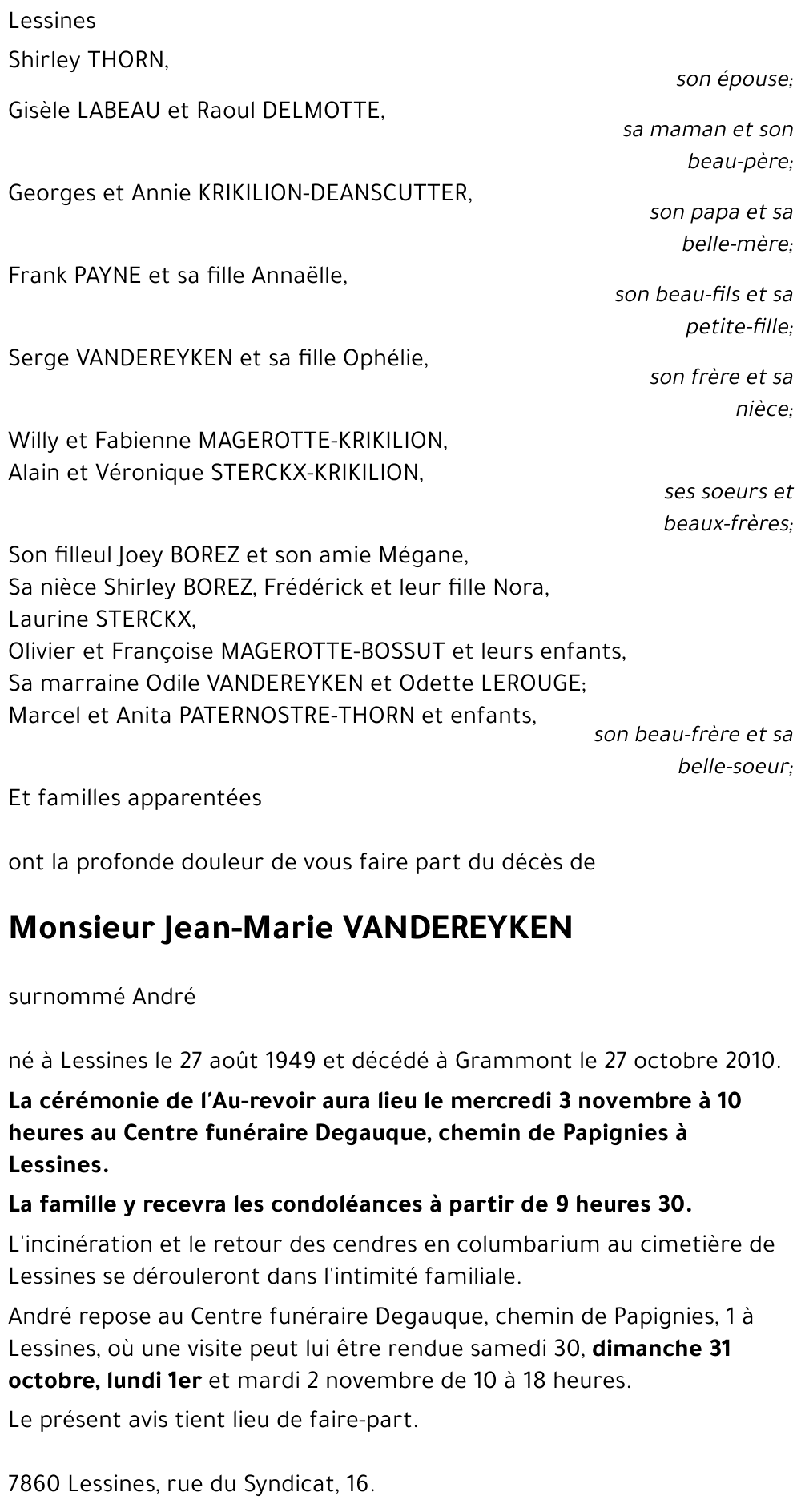 Jean-Marie VANDEREYKEN