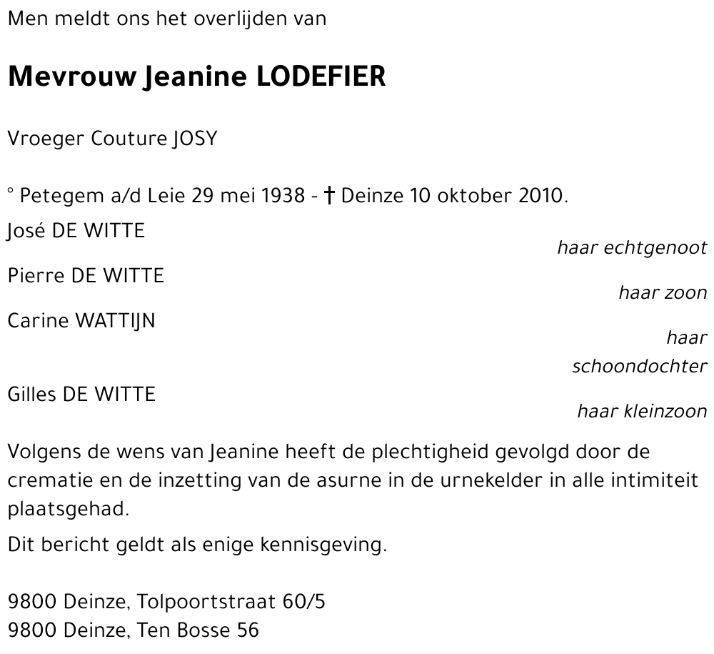 Jeanine LODEFIER
