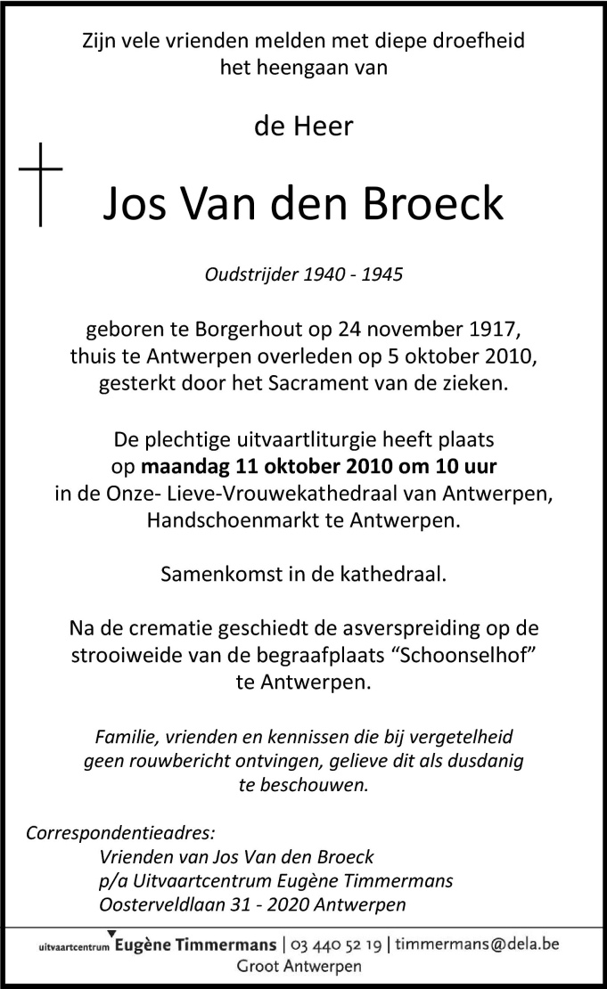Josephus VAN DEN BROECK