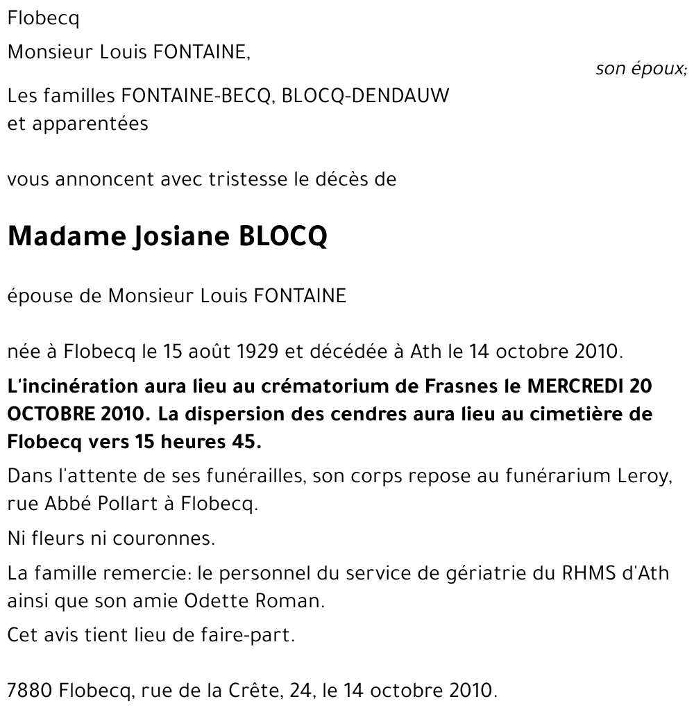 Josiane BLOCQ