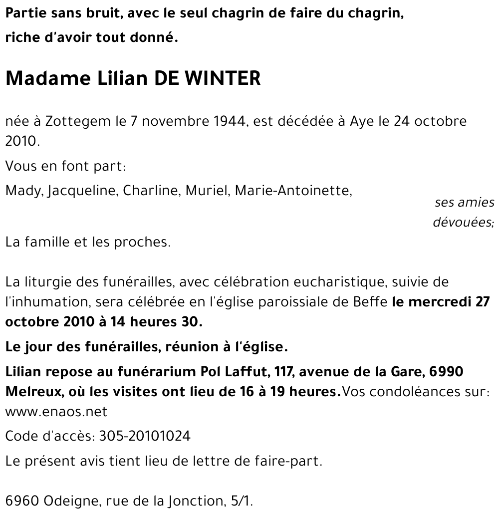 Lilian DE WINTER