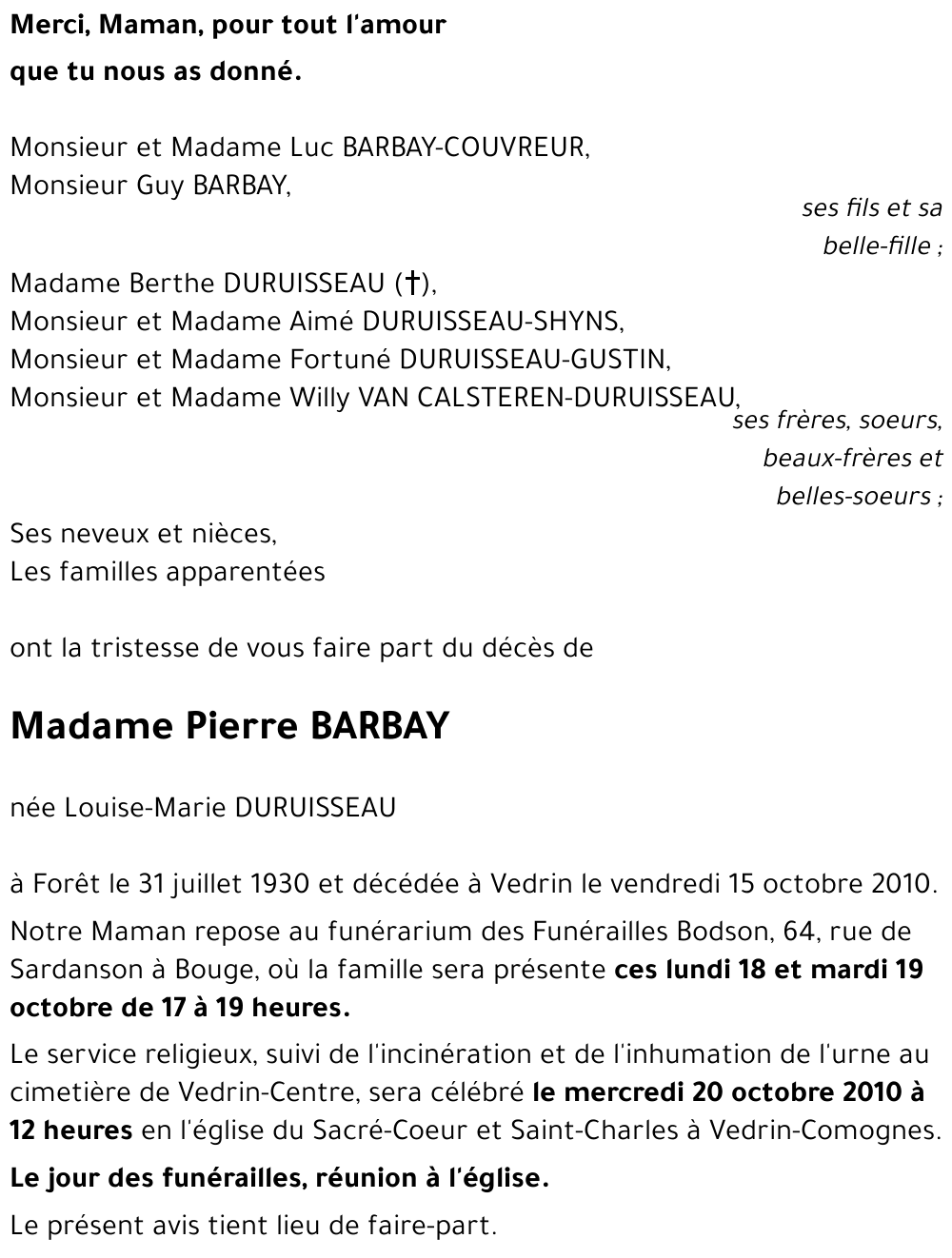 Louise-Marie DURUISSEAU