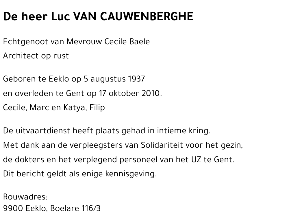 Luc VAN CAUWENBERGHE