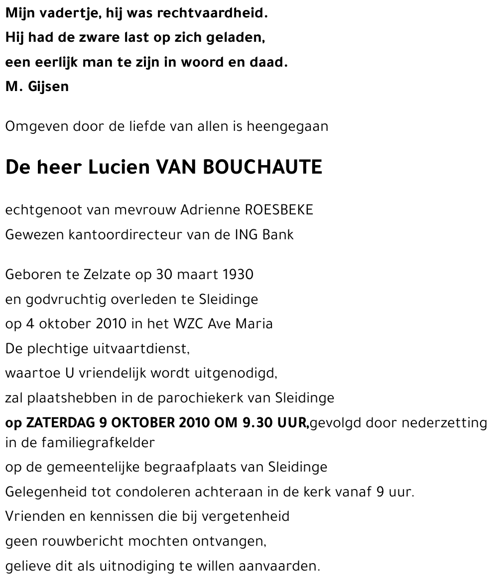 Lucien VAN BOUCHAUTE