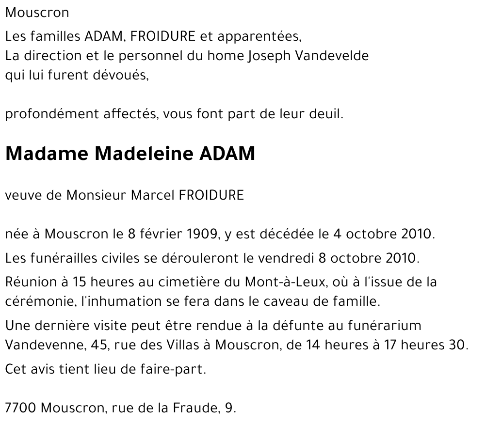 Madeleine ADAM