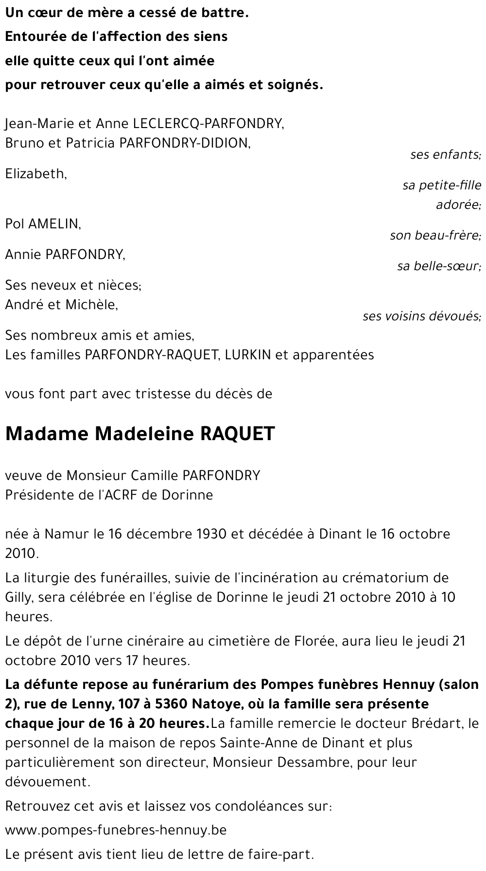 Madeleine RAQUET