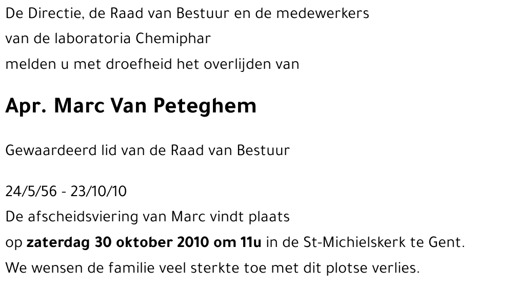 Marc VAN PETEGHEM