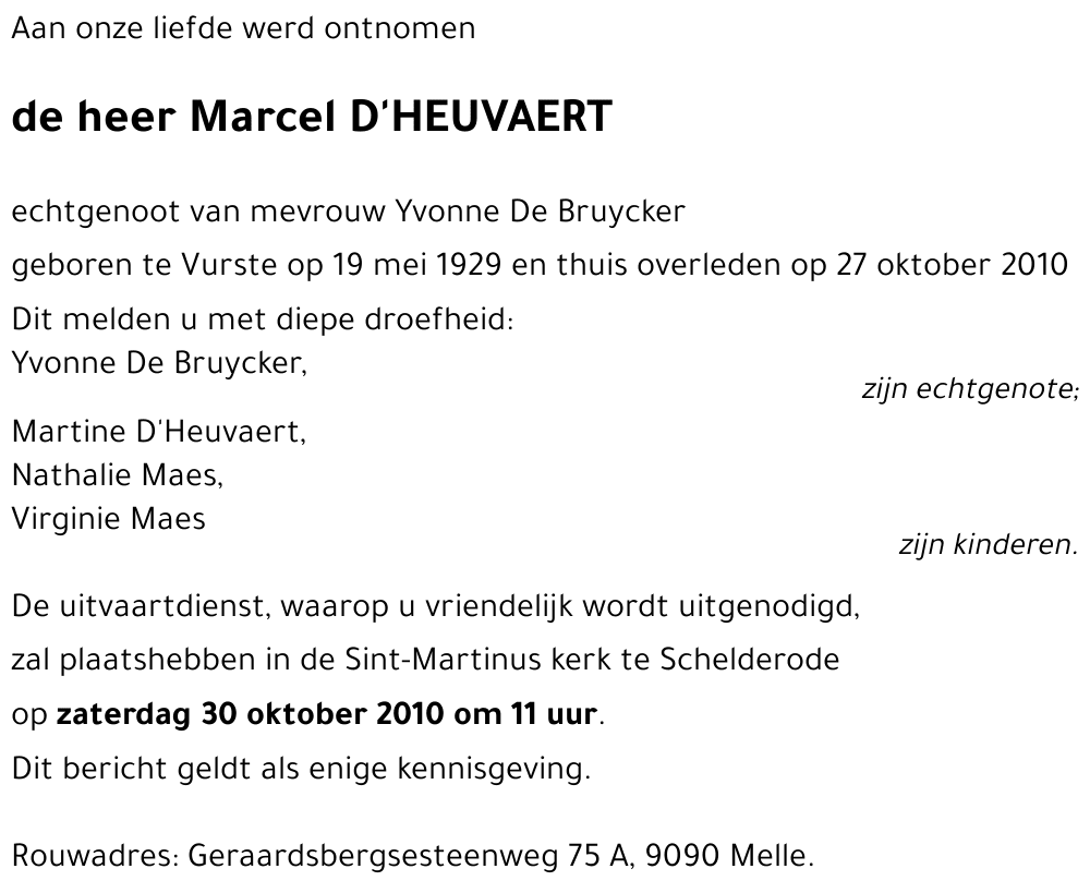 Marcel D'HEUVAERT