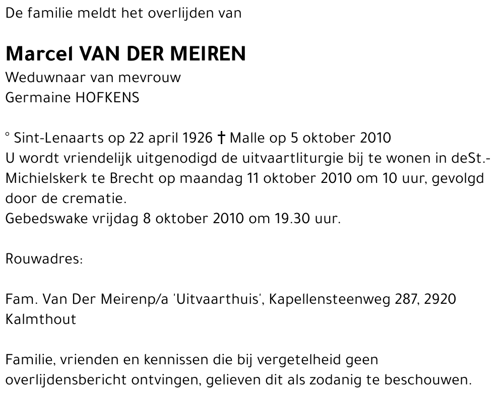 Marcel VAN DER MEIREN