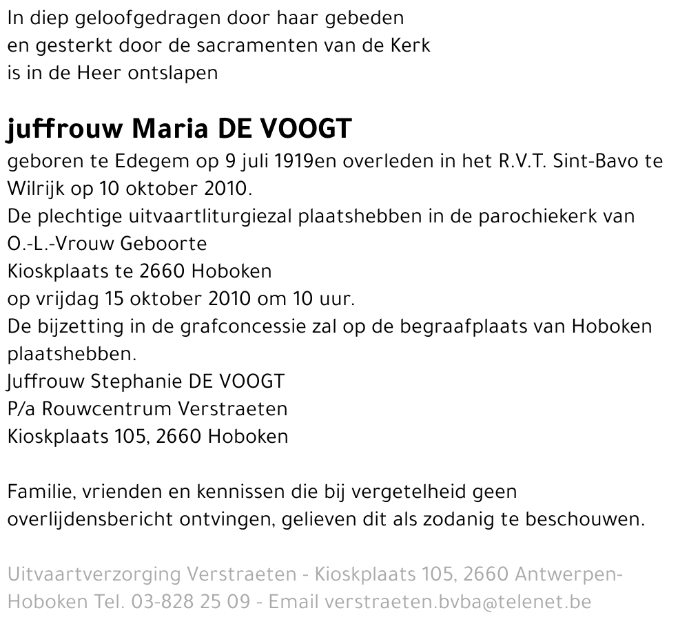 Maria DE VOOGT