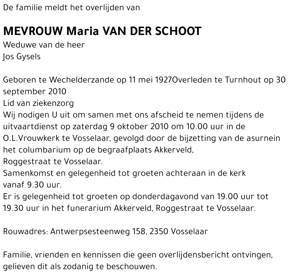 Maria Van der Schoot