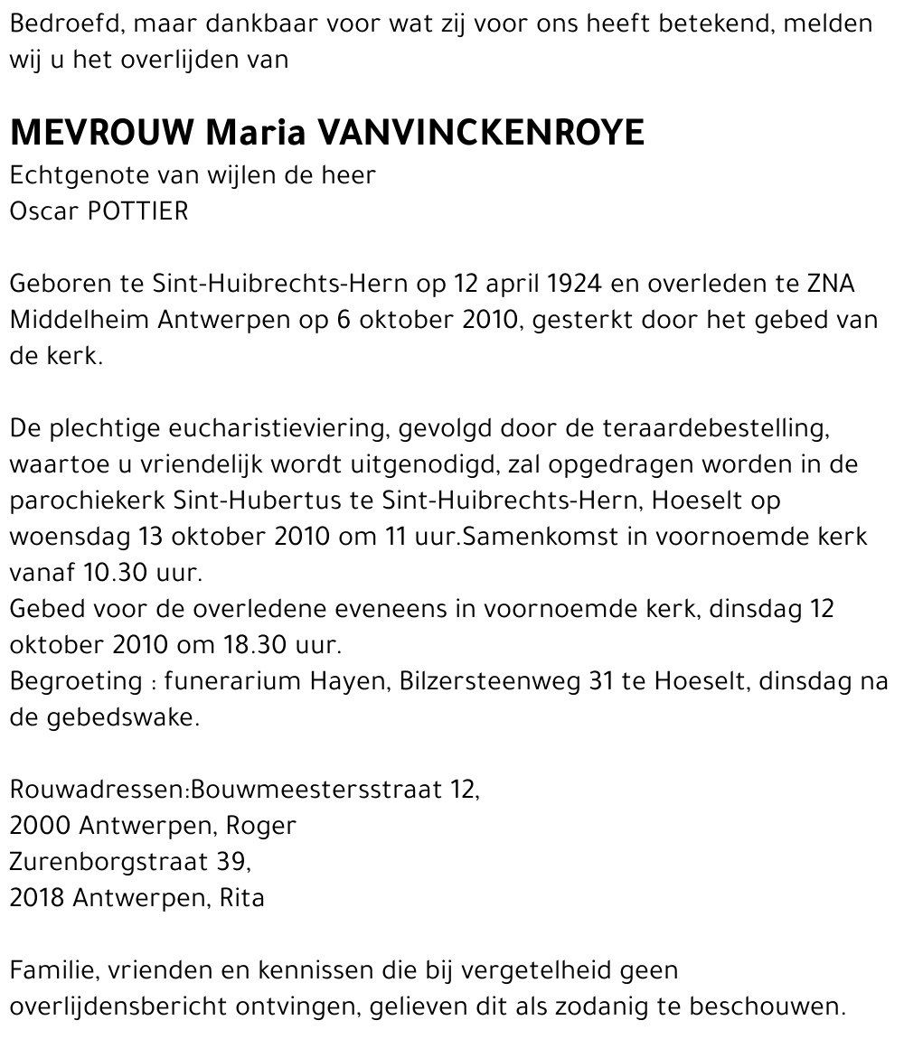 Maria Vanvinckenroye