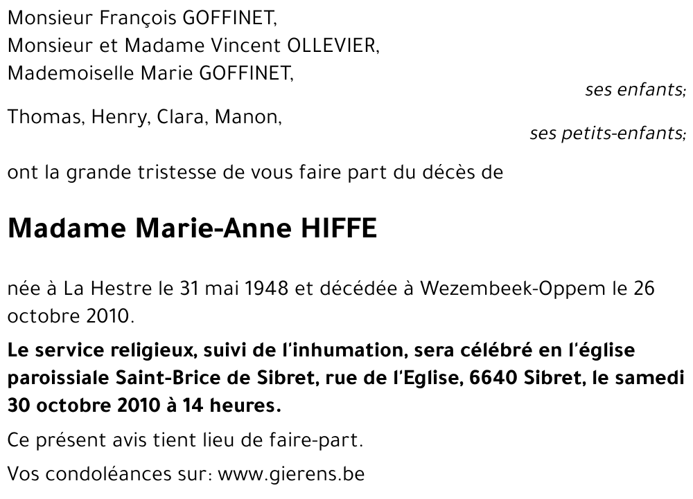 Marie-Anne HIFFE