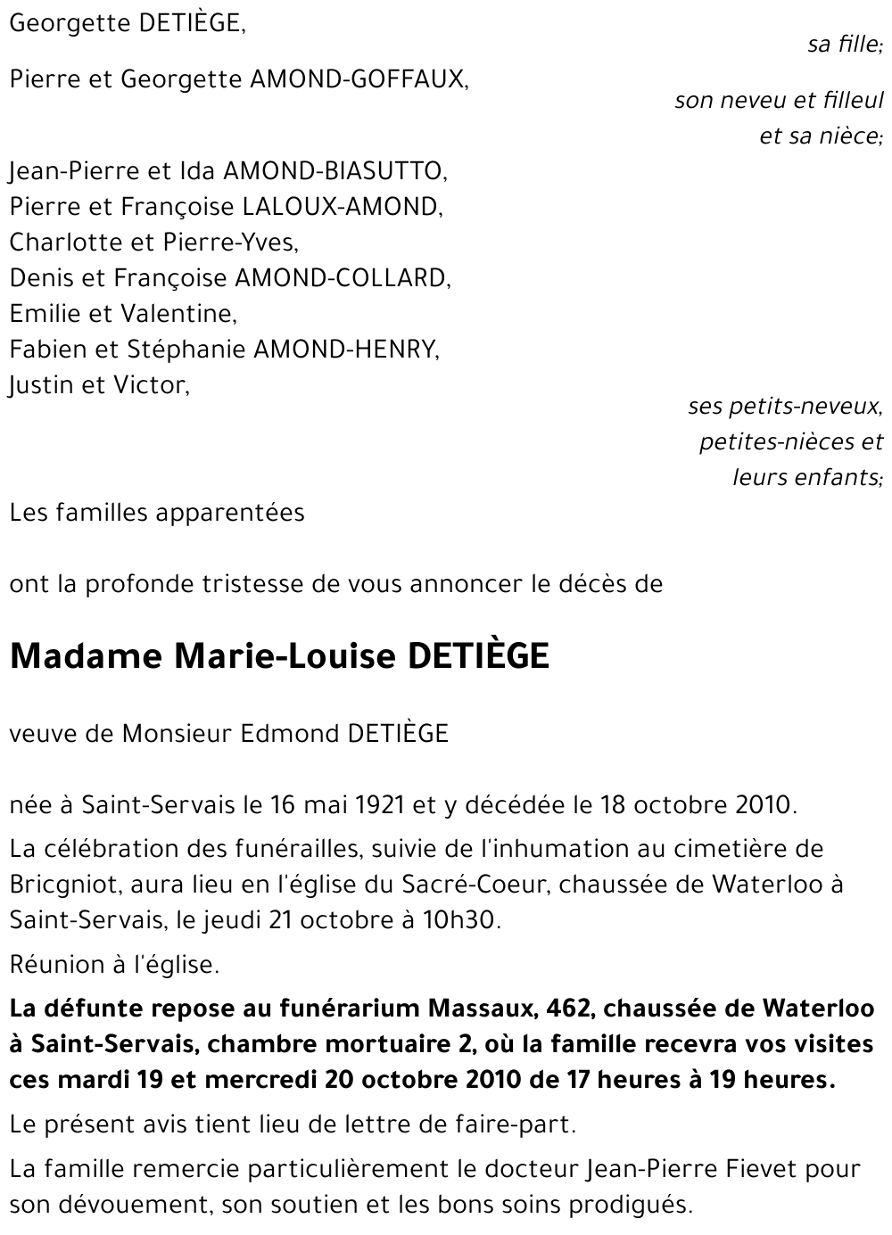 Marie-Louise DETIÈGE