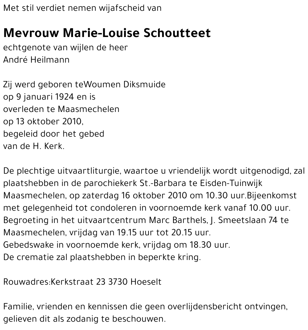 Marie-Louise Schoutteet