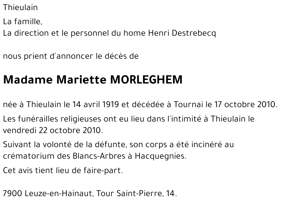 Mariette MORLEGHEM
