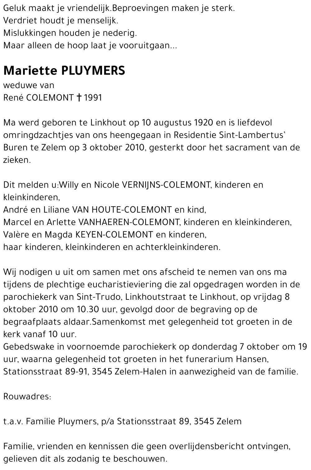 Mariette PLUYMERS