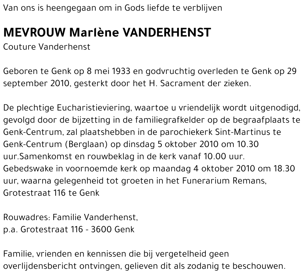 Marlène VANDERHENST